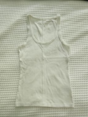 American Eagle Outfitters White Ribbed Scoop Tank - Women's